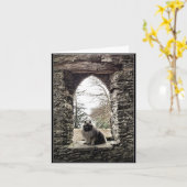 Keeshond in der Steinfenster-Anmerkungs-Karte Karte (Gelbe Blume)