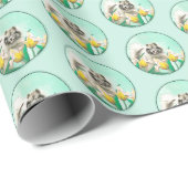 Keeshond in Tulips Malerei Niedliche Original Hund Geschenkpapier (Rolleneckpunkt)