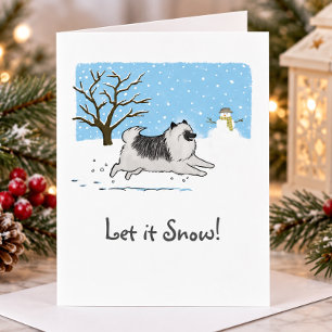 Keeshond "Laß es schneien!" Süßer Hund Weihnachten