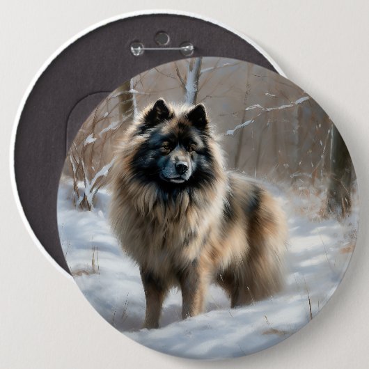 Keeshond Lass es schneien Weihnachten Button (Vorne & Hinten)
