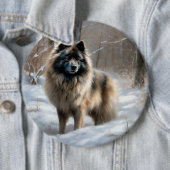 Keeshond Lass es schneien Weihnachten Button (Beispiel)