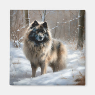Keeshond Lass es schneien Weihnachten Magnet