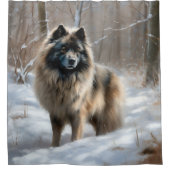 Keeshond lassen es Weihnachten schnee Duschvorhang (Vorderseite)