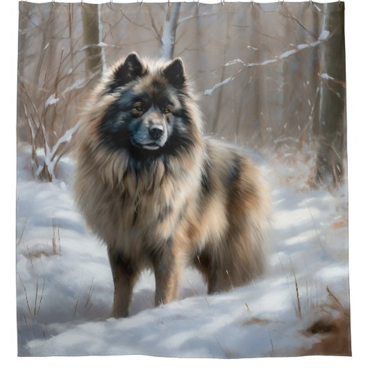 Keeshond lassen es Weihnachten schnee Duschvorhang (Vorderseite)