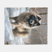 Keeshond lassen es Weihnachten schnee Fleecedecke (Vorderseite (Horizontal))