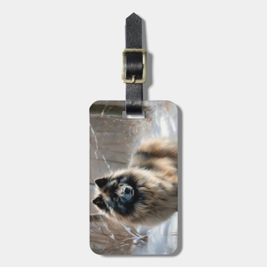 Keeshond lassen es Weihnachten schnee Gepäckanhänger (Vorderseite vertikal)