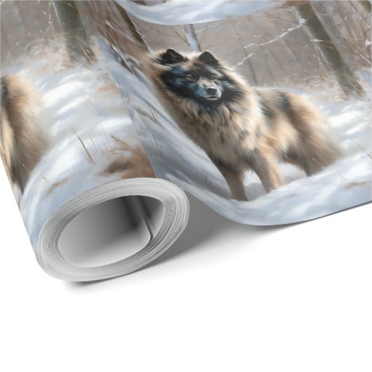 Keeshond lassen es Weihnachten schnee Geschenkpapier (Rolleneckpunkt)