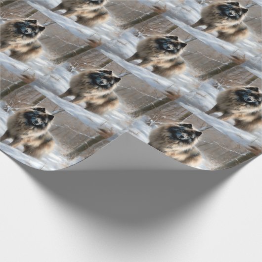 Keeshond lassen es Weihnachten schnee Geschenkpapier (Ecke)