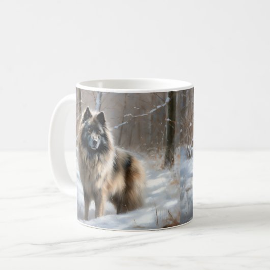 Keeshond lassen es Weihnachten schnee Kaffeetasse (Vorderseite Links)
