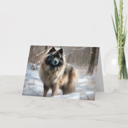 Keeshond lassen es Weihnachten schnee Karte (Vorderseite)
