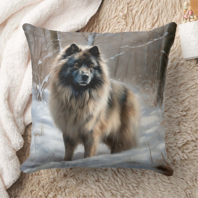 Keeshond lassen es Weihnachten schnee Kissen (Decke)