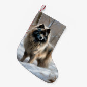 Keeshond lassen es Weihnachten schnee Kleiner Weihnachtsstrumpf (Vorderansicht (hängend))