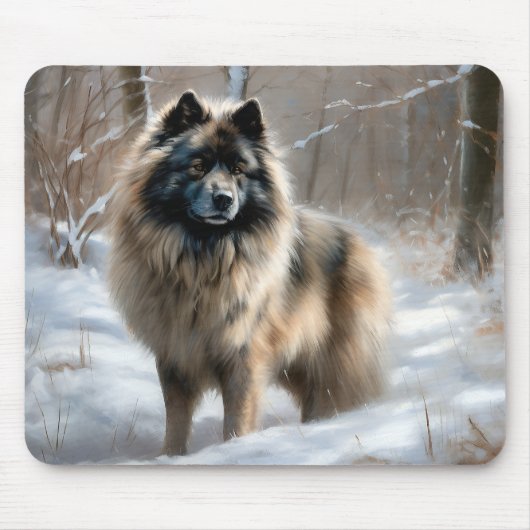 Keeshond lassen es Weihnachten schnee Mousepad (Vorne)