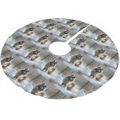 Keeshond lassen es Weihnachten schnee Polyester Weihnachtsbaumdecke (Schrägansicht)
