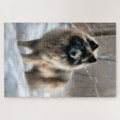 Keeshond lassen es Weihnachten schnee Puzzle (Horizontal)