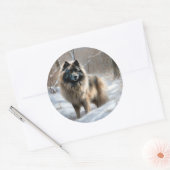 Keeshond lassen es Weihnachten schnee Runder Aufkleber (Umschlag)