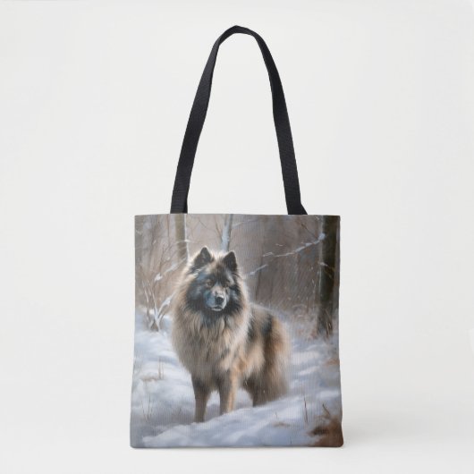 Keeshond lassen es Weihnachten schnee Tasche (Vorderseite)