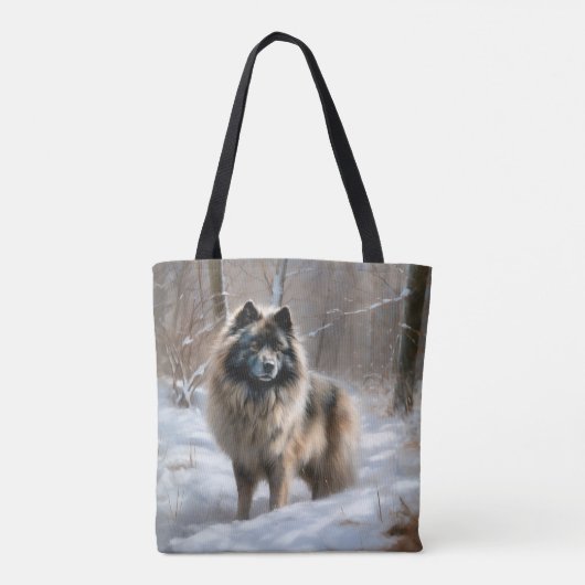 Keeshond lassen es Weihnachten schnee Tasche (Rückseite)