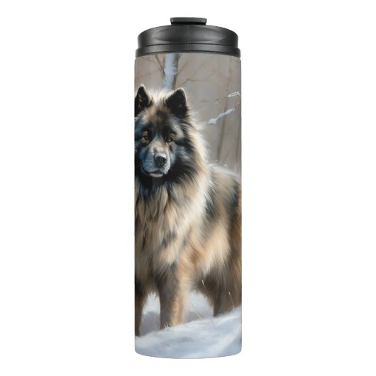 Keeshond lassen es Weihnachten schnee Thermosbecher (Vorderseite)