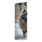 Keeshond lassen es Weihnachten schnee Thermosbecher (Nach links gedreht)
