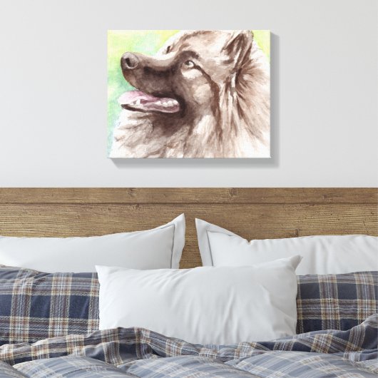 Keeshond Leinwand Dog Portrait (Insitu (Schlafzimmer))
