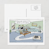 Keeshond "Livingroom Agility" Cartoon Postkarte (Vorne/Hinten)