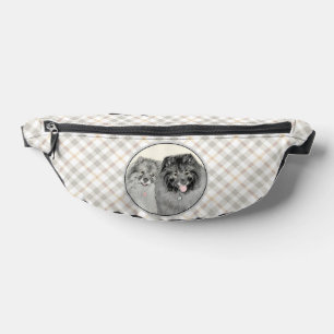 Keeshond Malen 2 Keeshonden Original Hunde Kunst Bauchtasche