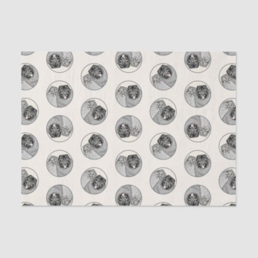 Keeshond Malen 2 Keeshonden Original Hunde Kunst Seidenpapier (Vorderseite)