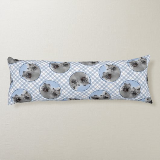 Keeshond Malen 2 Keeshonden Original Hunde Kunst Seitenschläferkissen (Rückseite)