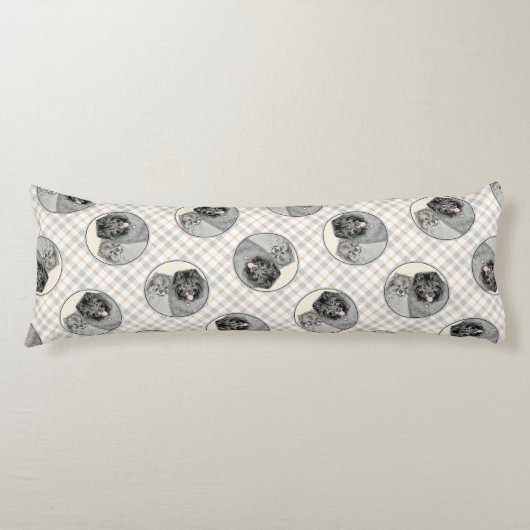 Keeshond Malen 2 Keeshonden Original Hunde Kunst Seitenschläferkissen (Vorderseite)