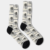 Keeshond Malen 2 Keeshonden Original Hunde Kunst Socken (Rechts)