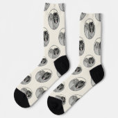 Keeshond Malen 2 Keeshonden Original Hunde Kunst Socken (Linkes Detail)
