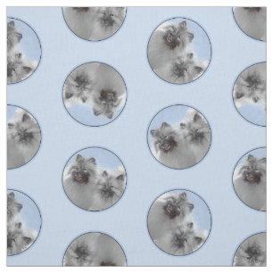 Keeshond Malen 2 Keeshonden Original Hunde Kunst Stoff