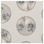 Keeshond Malen 2 Keeshonden Original Hunde Kunst Stoff (Nahaufnahme)