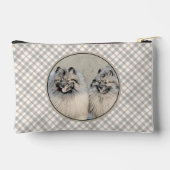 Keeshond Malen 2 Keeshonden Original Hunde Kunst Zubehörtasche (Rückseite)