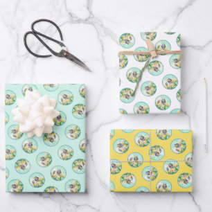 Keeshond Malerei in Tulips Niedliche Original Hund Geschenkpapier Set