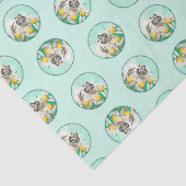 Keeshond Malerei in Tulips Niedliche Original Hund Seidenpapier (Ausschnitt)