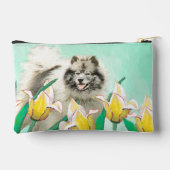 Keeshond Malerei in Tulips Niedliche Original Hund Zubehörtasche (Rückseite)