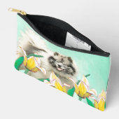 Keeshond Malerei in Tulips Niedliche Original Hund Zubehörtasche (Offen)