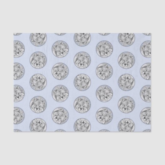 Keeshond-Malerei Kees Niedliche Original-Haustier- Seidenpapier (Vorderseite)