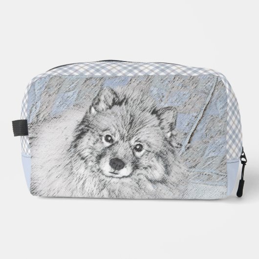 Keeshond-Malerei Kees Niedliche Original-Haustier- Waschbeutel (Vorderseite)