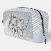 Keeshond-Malerei Kees Niedliche Original-Haustier- Waschbeutel (Rechte Ecke)