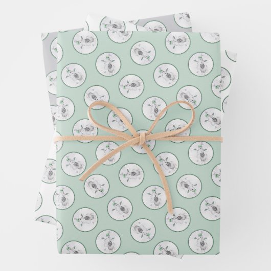 Keeshond Malerei Weihnachten Snowman Pet Dog Art Geschenkpapier Set (Beispiel)