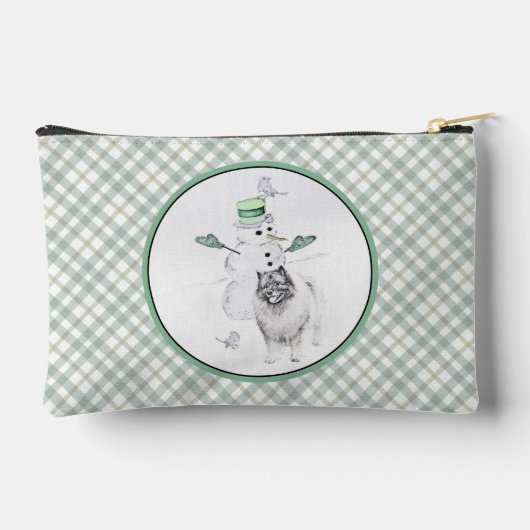 Keeshond Malerei Weihnachten Snowman Pet Dog Art Zubehörtasche (Rückseite)