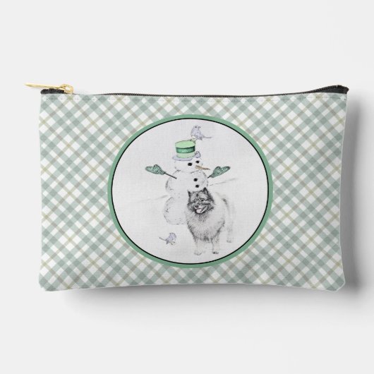 Keeshond Malerei Weihnachten Snowman Pet Dog Art Zubehörtasche (Vorderseite)