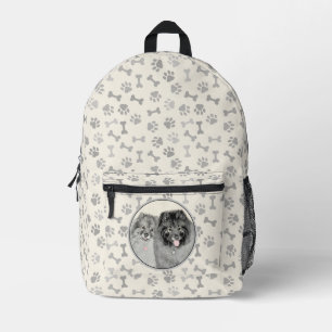 Keeshond Mama and Son Painting - Originelle Hundek Bedruckter Rucksack