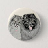 Keeshond Mama and Son Painting - Originelle Hundek Button (Vorderseite)