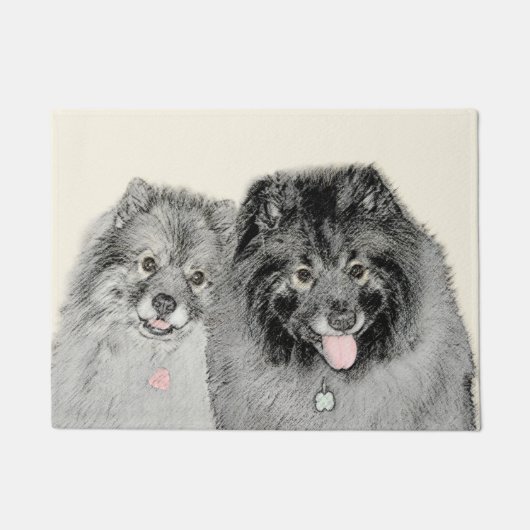 Keeshond Mama and Son Painting - Originelle Hundek Fußmatte (Vorderseite)