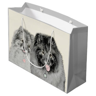 Keeshond Mama and Son Painting - Originelle Hundek Große Geschenktüte