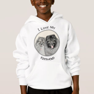 Keeshond Mama and Son Painting - Originelle Hundek Hoodie